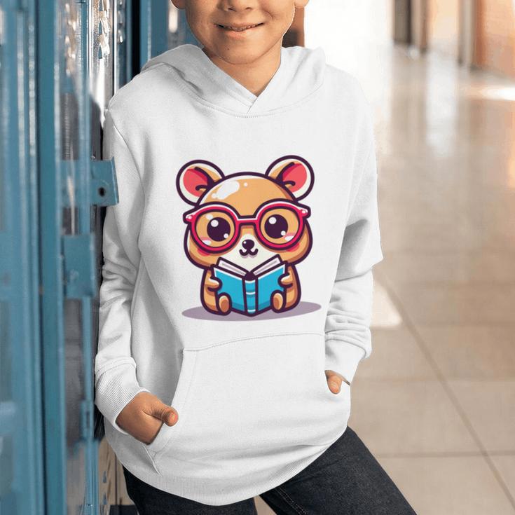 Adorable Book Lover Quokka With Reading Glasses Cute Graphic Youth Hoodie