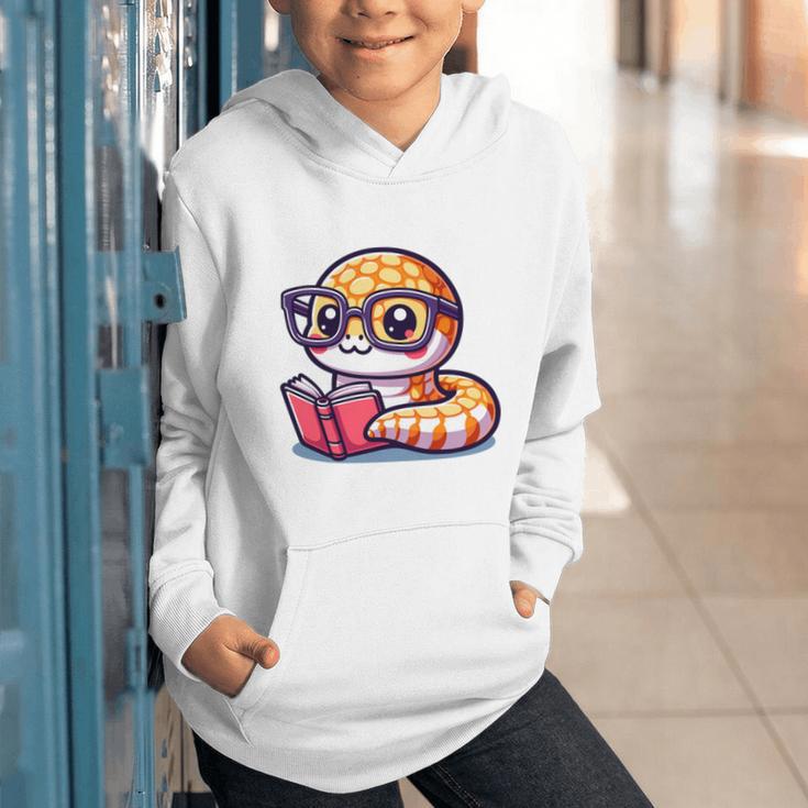 Adorable Book Lover Rattlesnake With Reading Glasses Cute Graphic Youth Hoodie Adorable Book Lover Rattlesnake With Reading Glasses Cute Graphic Youth Hoodie