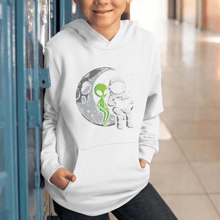 Astronaut Reading Book To Alien Moon Space Women Kids Men Premium Tri-Blend Graphic Youth Hoodie