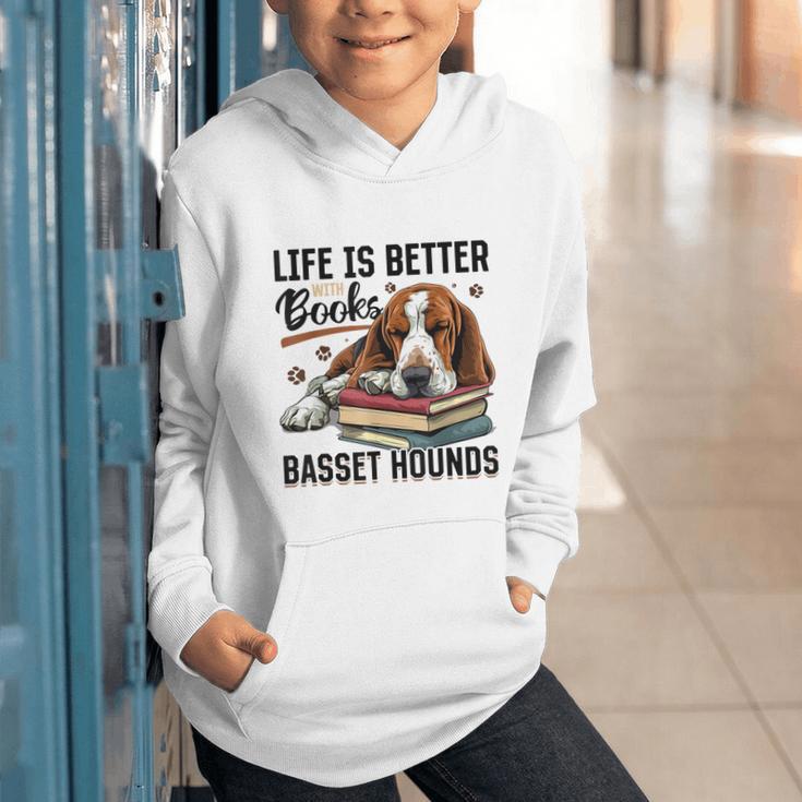 Basset Hound Dog Breed Life Is Better With Books And a For Men Women Girls Kids Graphic Youth Hoodie Basset Hound Dog Breed Life Is Better With Books And a For Men Women Girls Kids Graphic Youth Hoodie