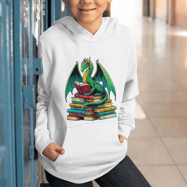 Book Dragon Reading Books Graphic Youth Hoodie Book Dragon Reading Books Graphic Youth Hoodie