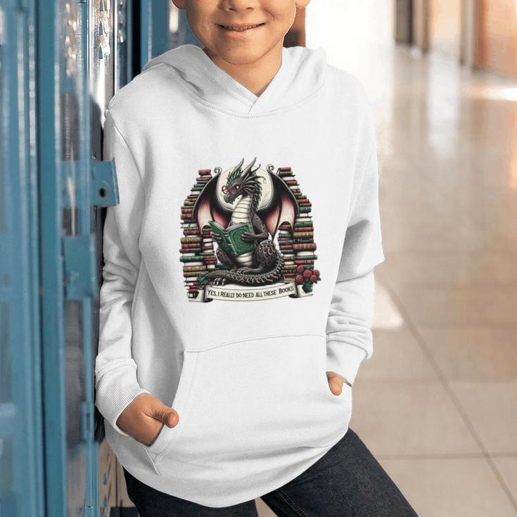 Book Dragon Yes I Really Do Need All These Books Graphic Youth Hoodie Book Dragon Yes I Really Do Need All These Books Graphic Youth Hoodie