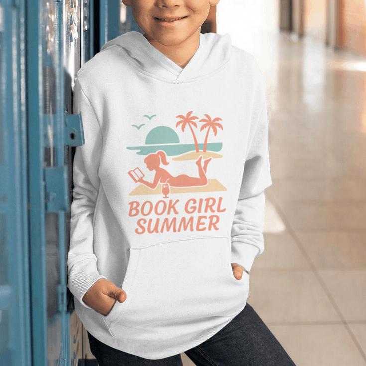 Book Girl Summer Book Reading Retro Sunset Graphic Youth Hoodie Book Girl Summer Book Reading Retro Sunset Graphic Youth Hoodie
