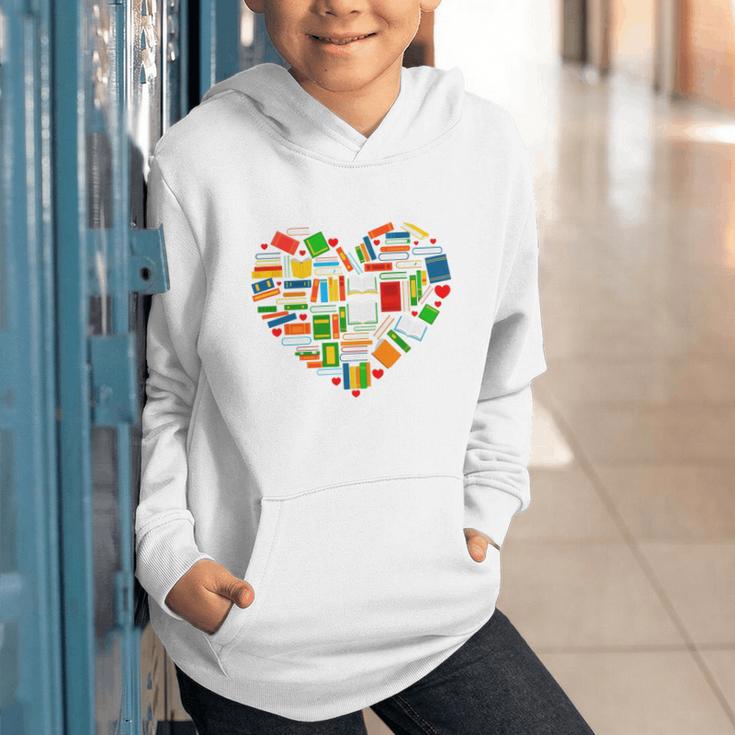 Book Lover Librarian Books Heart Valentine Graphic Youth Hoodie Book Lover Librarian Books Heart Valentine Graphic Youth Hoodie