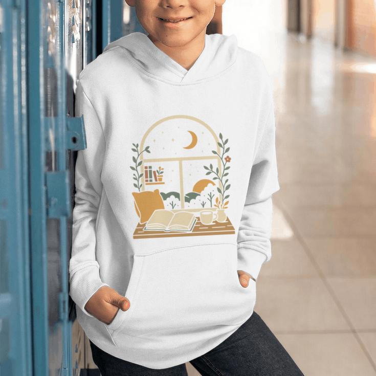 Book Lover Moonlight Reading Scene Night Graphic Youth Hoodie Book Lover Moonlight Reading Scene Night Graphic Youth Hoodie