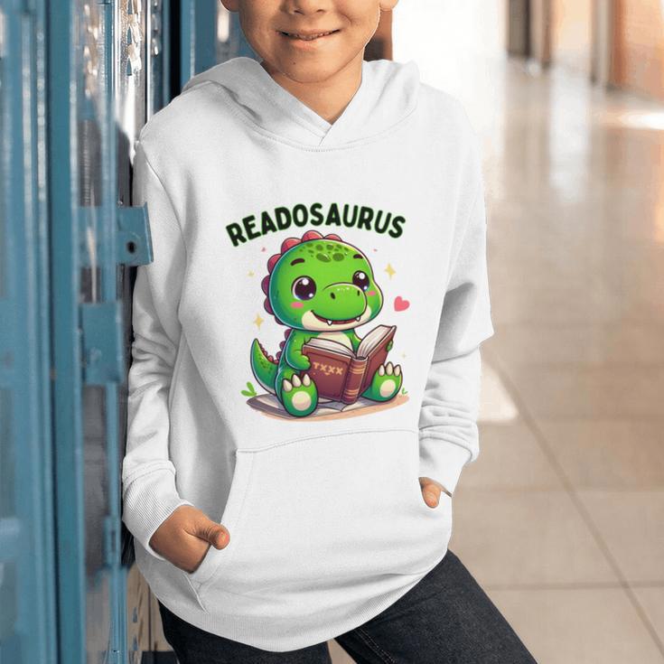 Book Lover Reading Dinosaur Readosaurus Library Graphic Youth Hoodie