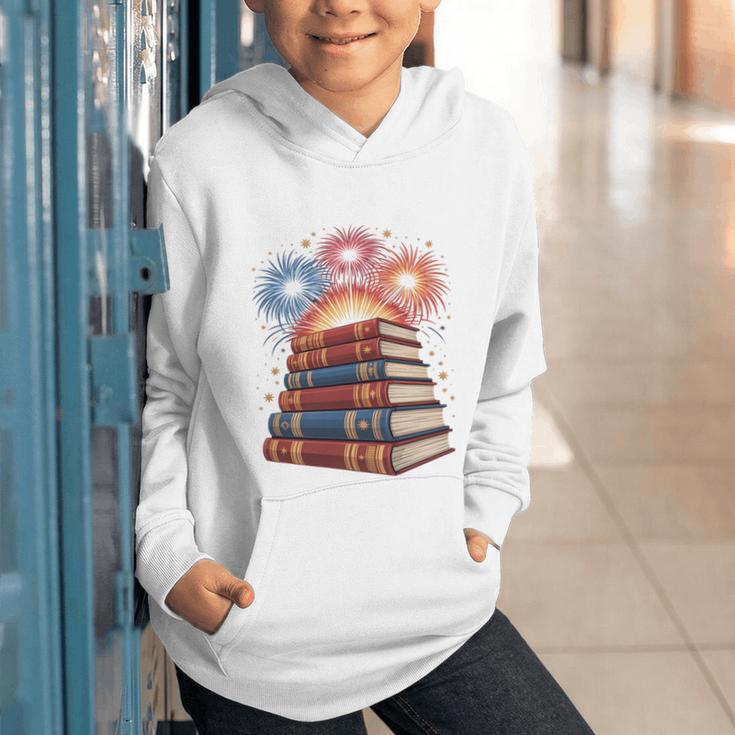 Books Fireworks 4th Of July Bookworm Patriotic Reader Graphic Youth Hoodie Books Fireworks 4th Of July Bookworm Patriotic Reader Graphic Youth Hoodie