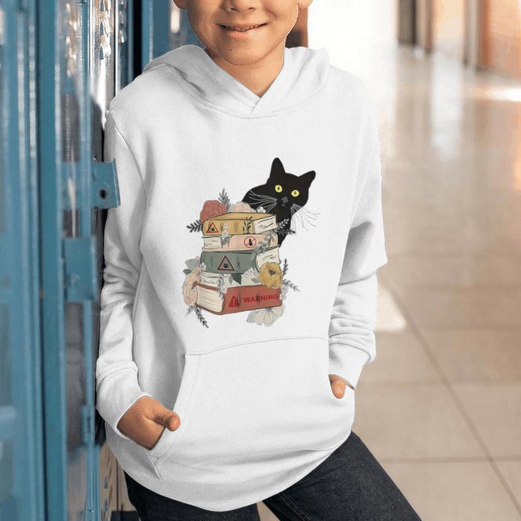 Cat And Books Flowers Reading Club Cat Lover Bookworm Graphic Youth Hoodie Cat And Books Flowers Reading Club Cat Lover Bookworm Graphic Youth Hoodie