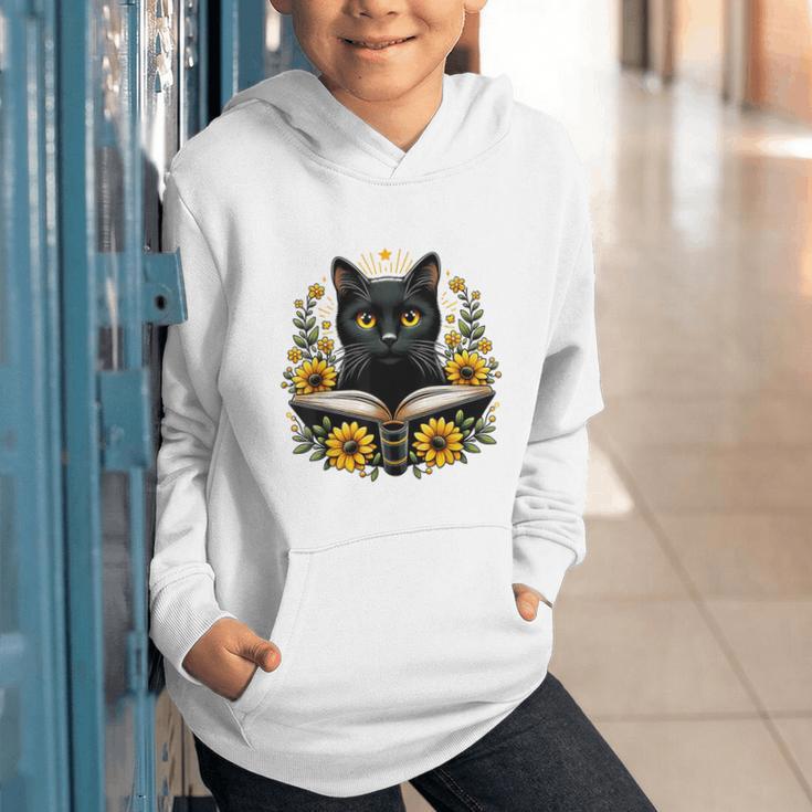 Cat For Women Book Lover Cute Cat And Book Graphic Youth Hoodie