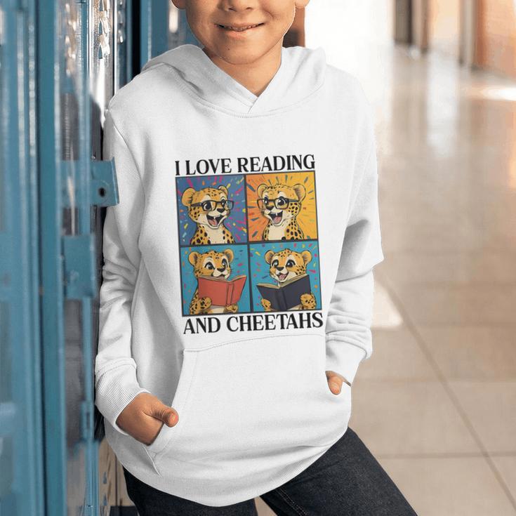 Cheetah Love Reading And Cheetahs Kids Bookworm Graphic Youth Hoodie