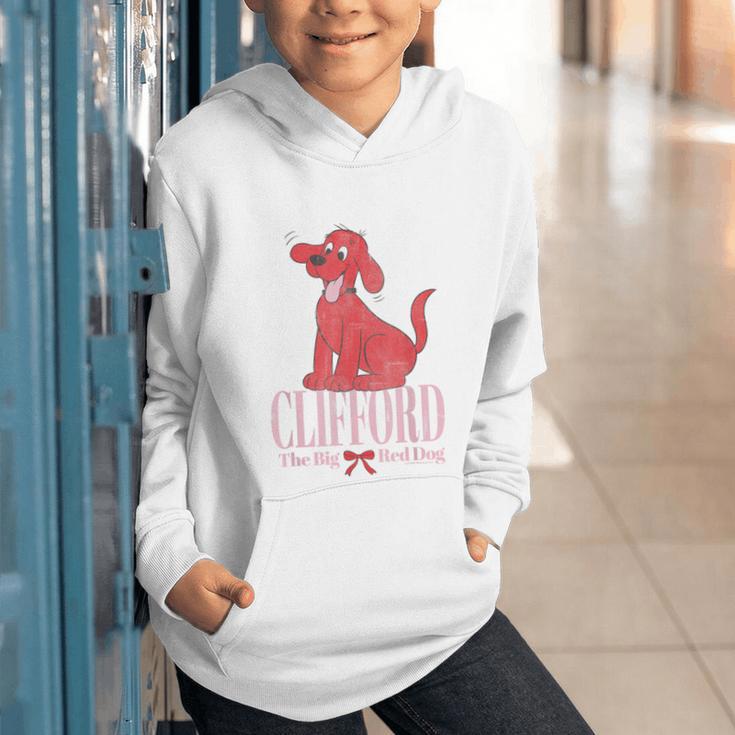 Clifford The Big Red Dog Pink Text With Bow Illustrated Book Graphic Youth Hoodie