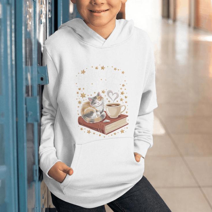 Coffee Cats & Books Cute Cat Book Lover Reading Graphic Youth Hoodie Coffee Cats & Books Cute Cat Book Lover Reading Graphic Youth Hoodie