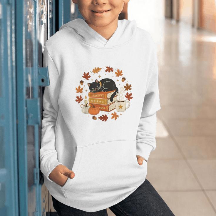 Cute Cat Fall In Love With Reading Book Cat Lover Librarian Graphic Youth Hoodie