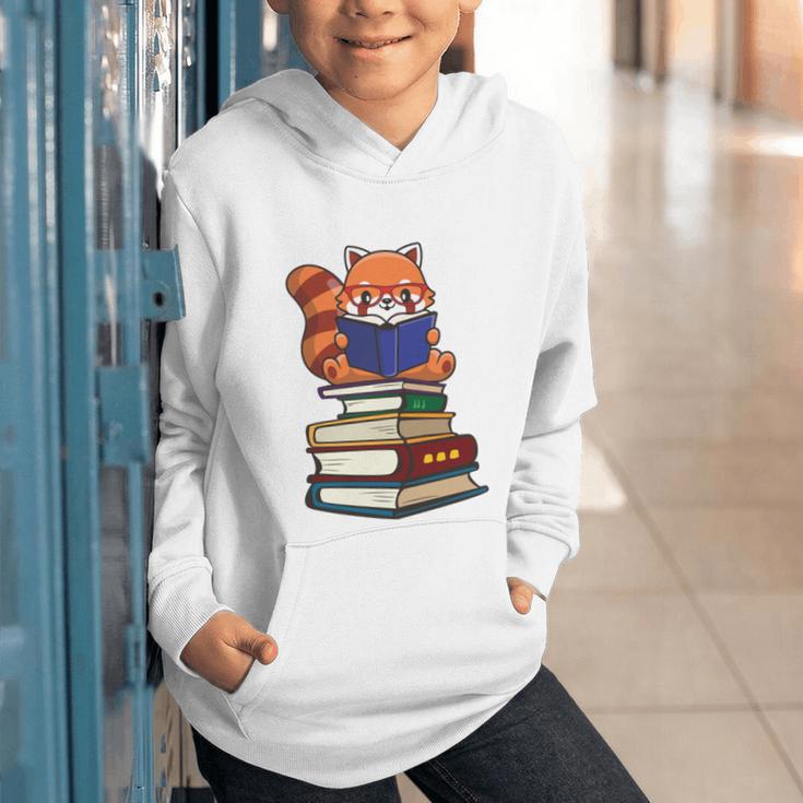 Cute Kawaii Kids Reading Books Glasses Red Panda Lover Graphic Youth Hoodie Cute Kawaii Kids Reading Books Glasses Red Panda Lover Graphic Youth Hoodie