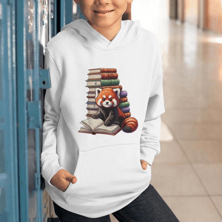 Cute Red Panda Reading Book Animal Bookworm Graphic Youth Hoodie