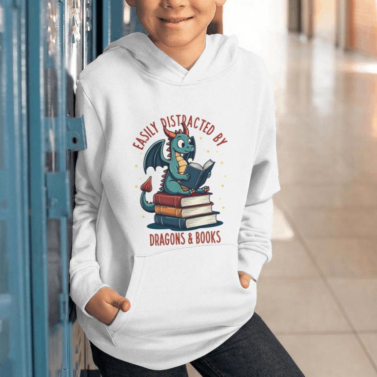 Dark Romance Romantasy Easily Distracted By Dragons & Books Graphic Youth Hoodie