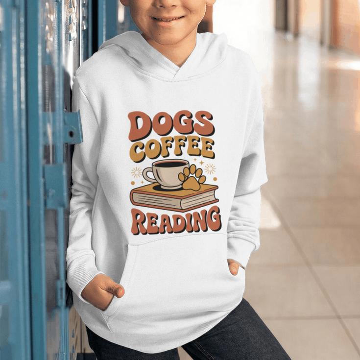 Dogs Coffee Reading Book Lover Graphic Youth Hoodie