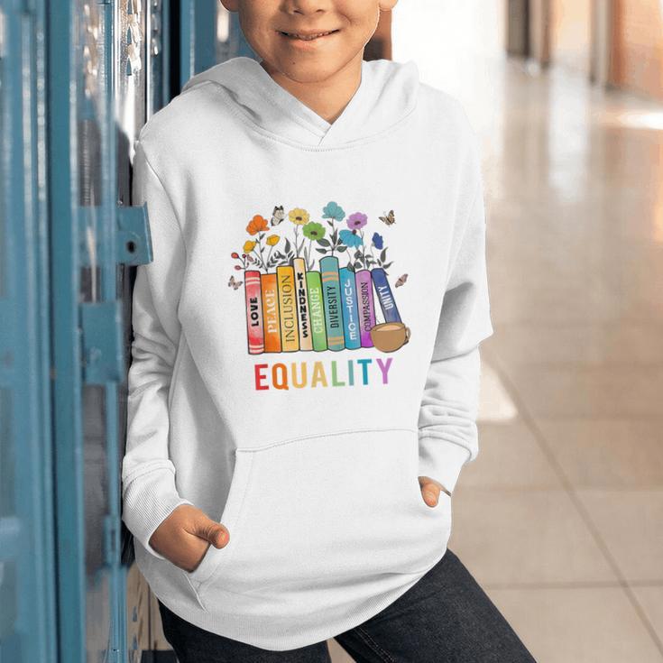 Equal Rights Book Flower Equality Peace Love Kindness Book Graphic Youth Hoodie Equal Rights Book Flower Equality Peace Love Kindness Book Graphic Youth Hoodie