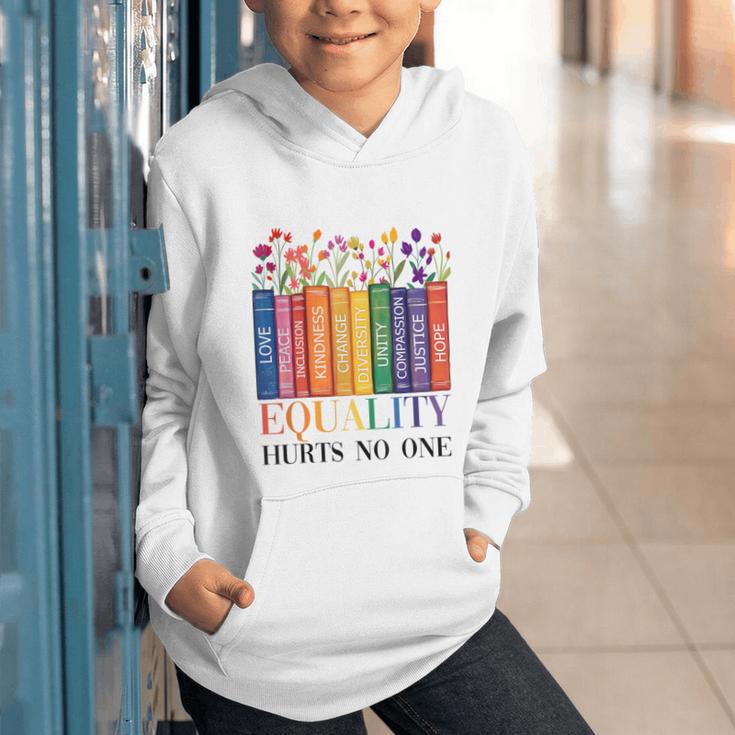 Equality Hurts No One LGBTQ Pride Books And Flowers Graphic Youth Hoodie