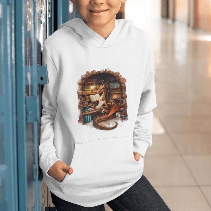 Fantasy Dragon Reading Book Lover Graphic Youth Hoodie