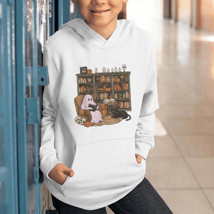 Ghost Reading Book Cat Lover Halloween Reading Enthusiast Graphic Youth Hoodie Ghost Reading Book Cat Lover Halloween Reading Enthusiast Graphic Youth Hoodie