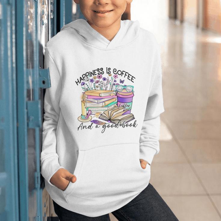 Happiness Is Coffee And a Good Book Women Love Reading Book Graphic Youth Hoodie