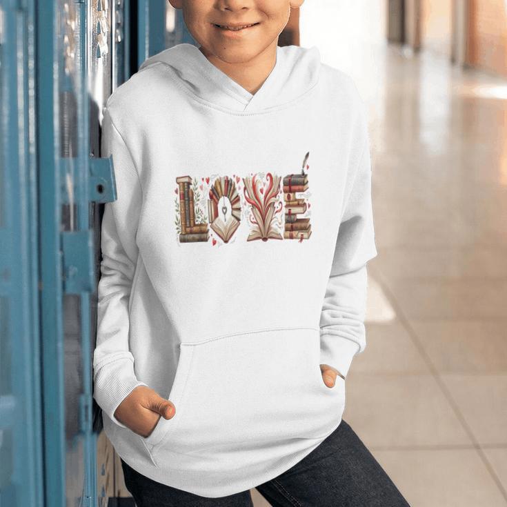 Librarian Reader Books Valentine Teacher Valentines Teach Graphic Youth Hoodie