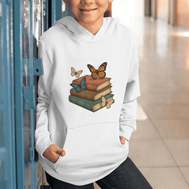 Life Is Better With Butterflies And Books Cute Butterfly Graphic Youth Hoodie