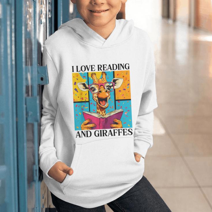 Love Reading And Giraffes Cute Giraffe Reading Book Lovers Graphic Youth Hoodie