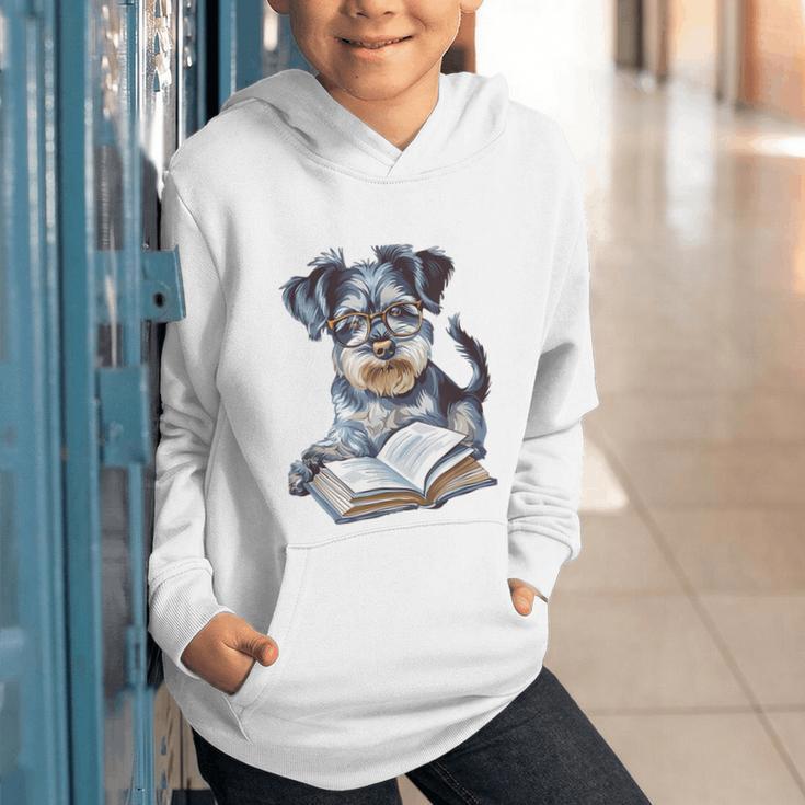 Nerdy Schnauzer Dog Book Lover Glasses Cute Pet For Men Women Kids Graphic Youth Hoodie