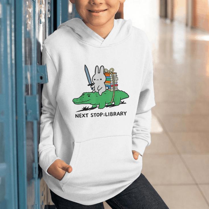 Next Stop Library Reading Book Graphic Youth Hoodie