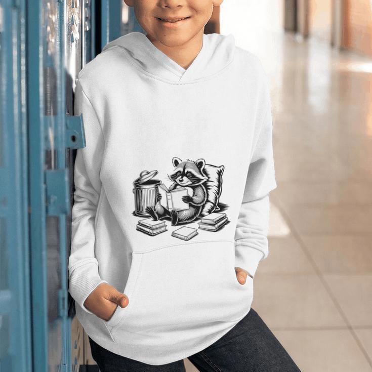 Raccoon Reading A Book Vintage Trash Reader Graphic Youth Hoodie