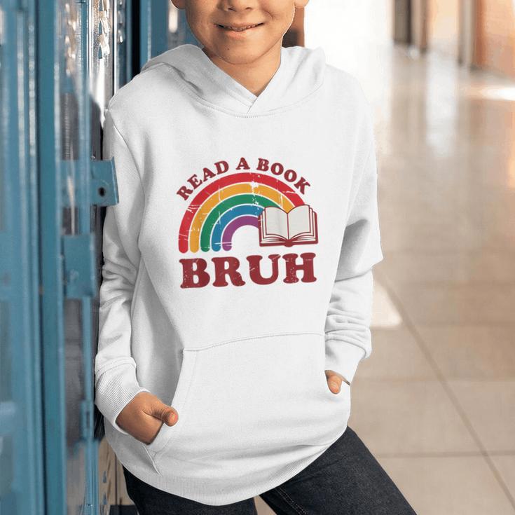 Read A Book Bruh Rainbow Vintage Reading Library Student Graphic Youth Hoodie