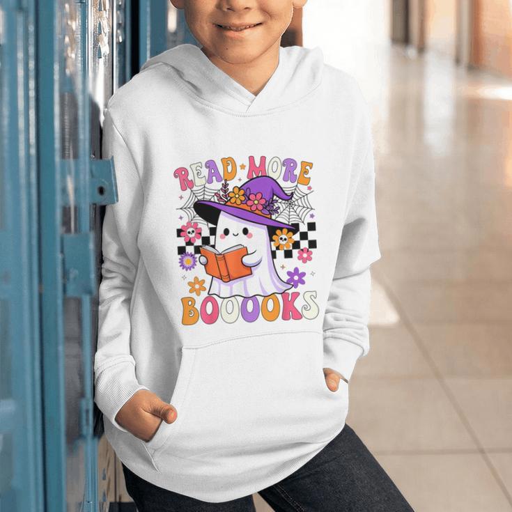 Read More Books Ghost Reading Book Teacher Halloween Graphic Youth Hoodie
