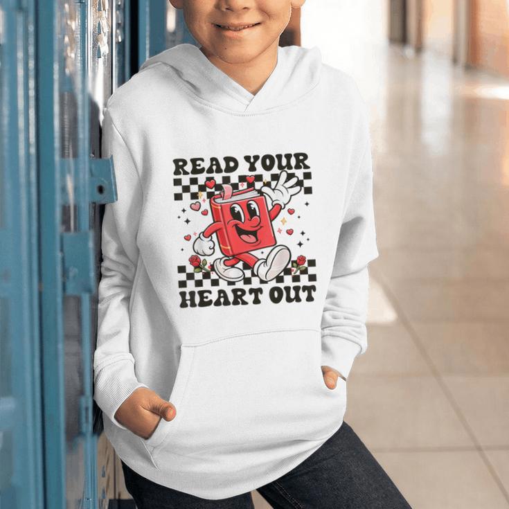 Read Your Heart Out Teacher Valentines Book Lover Graphic Youth Hoodie