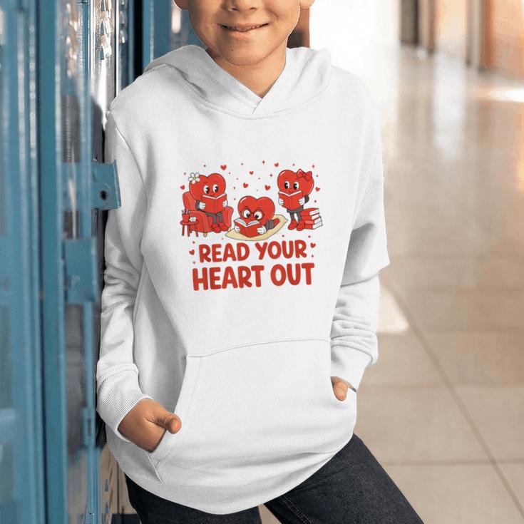 Read Your Heart Out Valentine Teacher Bookworm Lover Graphic Youth Hoodie