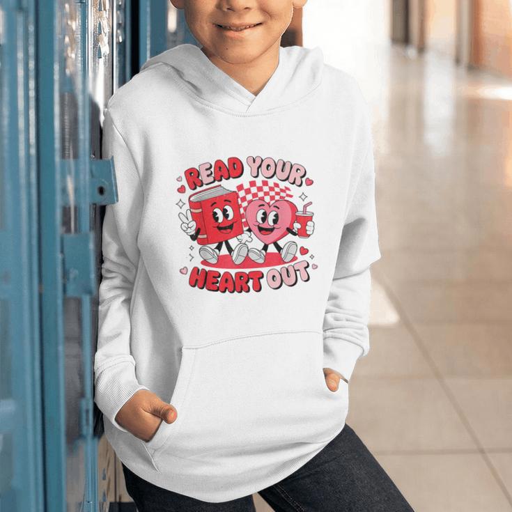 Read Your Heart Out Valentine's Day Retro Teacher Bookish Graphic Youth Hoodie