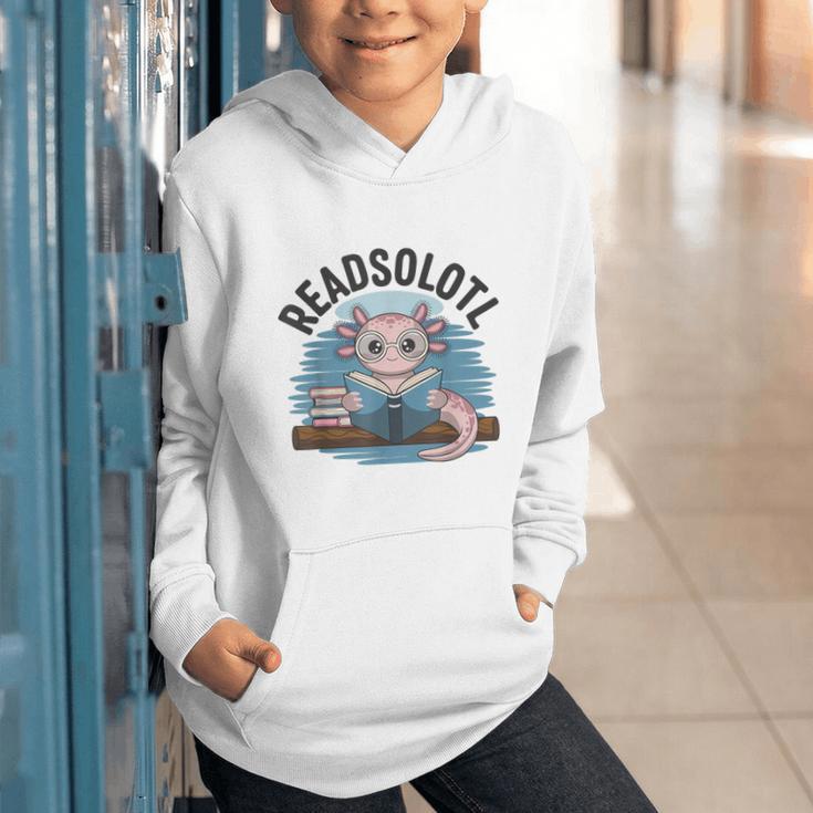 Readsolotl Book Lover Reading Axolotl Kids Reader Graphic Youth Hoodie