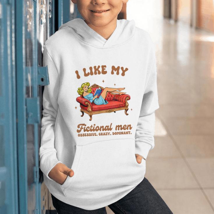 Smutty Book Lover I Like My Fictional Men Spicy Book Graphic Youth Hoodie