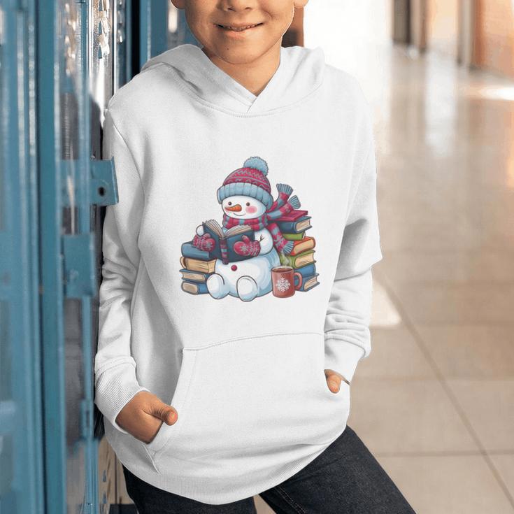 Snowman Reading Book Lovers Christmas Bookworm Librarian Graphic Youth Hoodie Snowman Reading Book Lovers Christmas Bookworm Librarian Graphic Youth Hoodie