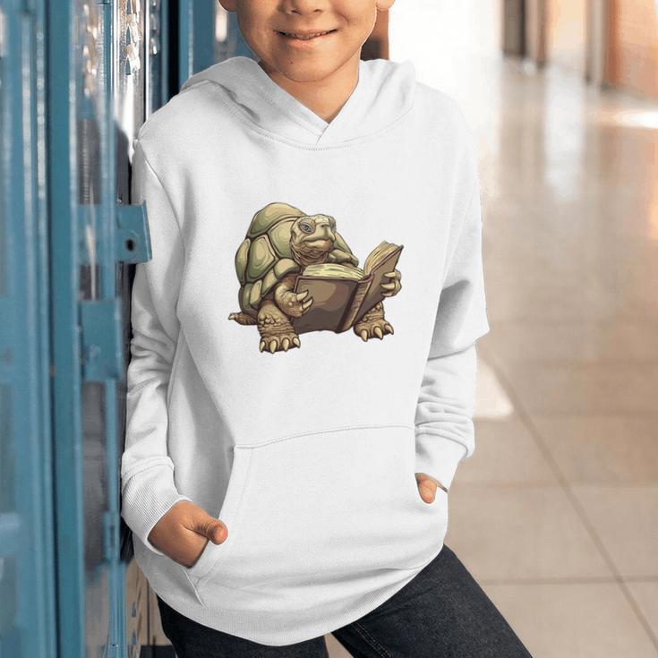 Sulcata Tortoise Reading A Book Graphic Youth Hoodie