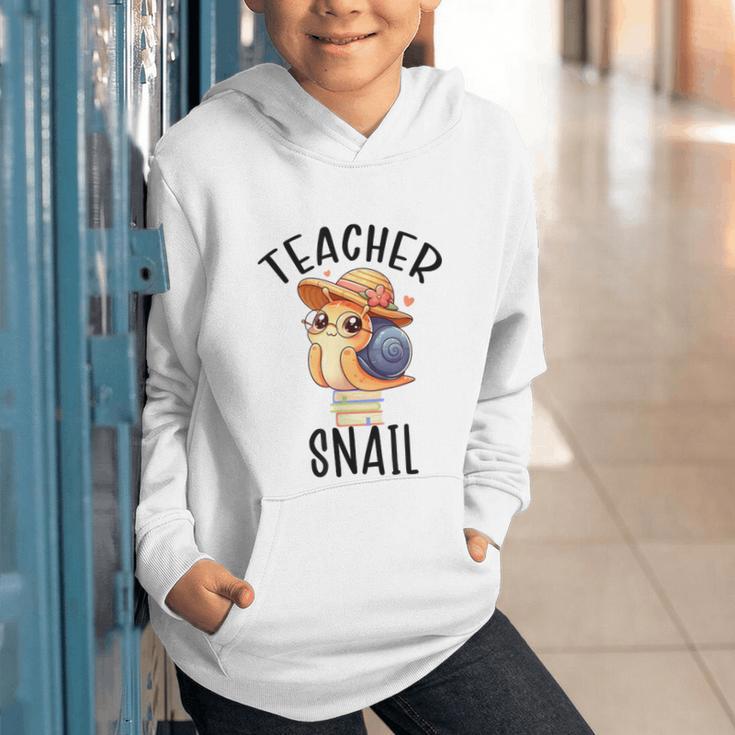 Teacher Snail With Glasses On Books Cute Pre-K Kindergarten Graphic Youth Hoodie Teacher Snail With Glasses On Books Cute Pre-K Kindergarten Graphic Youth Hoodie