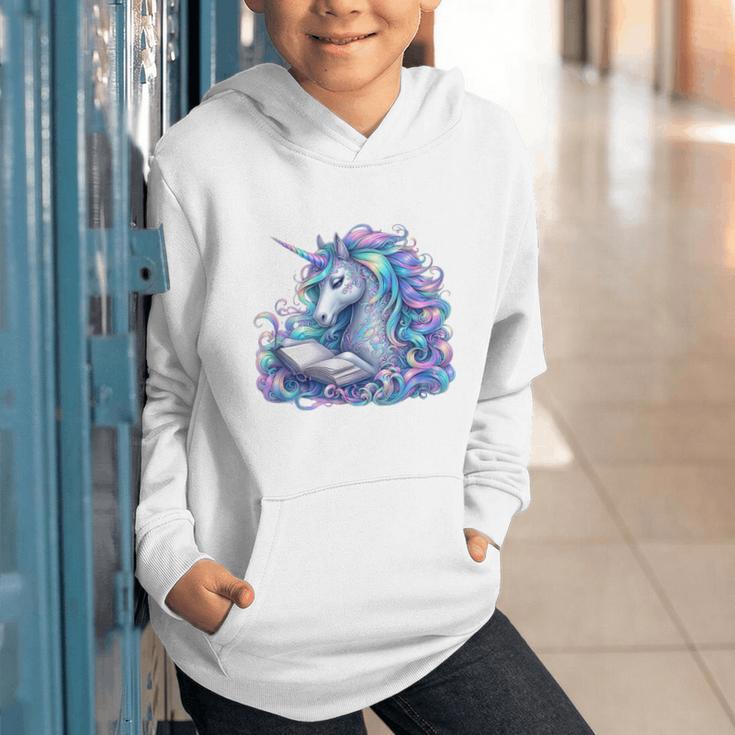 Unicorn Reading For Book Lovers Readers Graphic Youth Hoodie