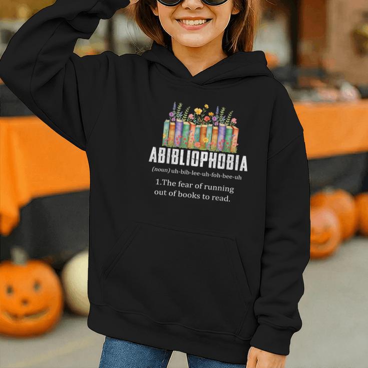 Abibliophobia Definition Book Reader Book Nerd Book Reading Graphic Youth Hoodie Abibliophobia Definition Book Reader Book Nerd Book Reading Graphic Youth Hoodie