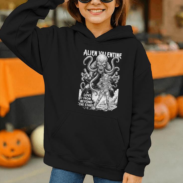 Alien Valentine Science Fiction Vintage Comic Book Graphic Youth Hoodie