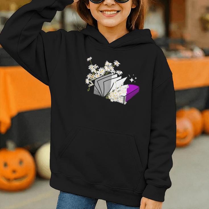 Asexual Book Lover LGBT Reading Pride Ace Flag Daisy Graphic Youth Hoodie