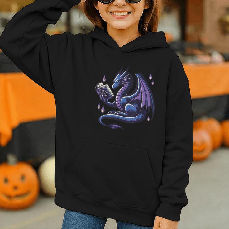 Book Lover Dragon Reading Cool Fantasy Women Girls Kids Men Graphic Youth Hoodie