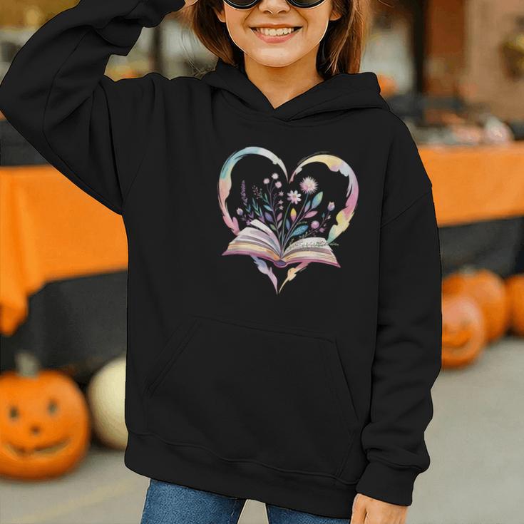 Book Lover Heart Shaped Reading Art Bookworm Graphic Youth Hoodie