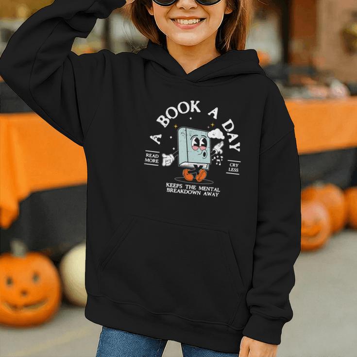 Bookish Mental Health Book A Day Retro Read More Book Graphic Youth Hoodie