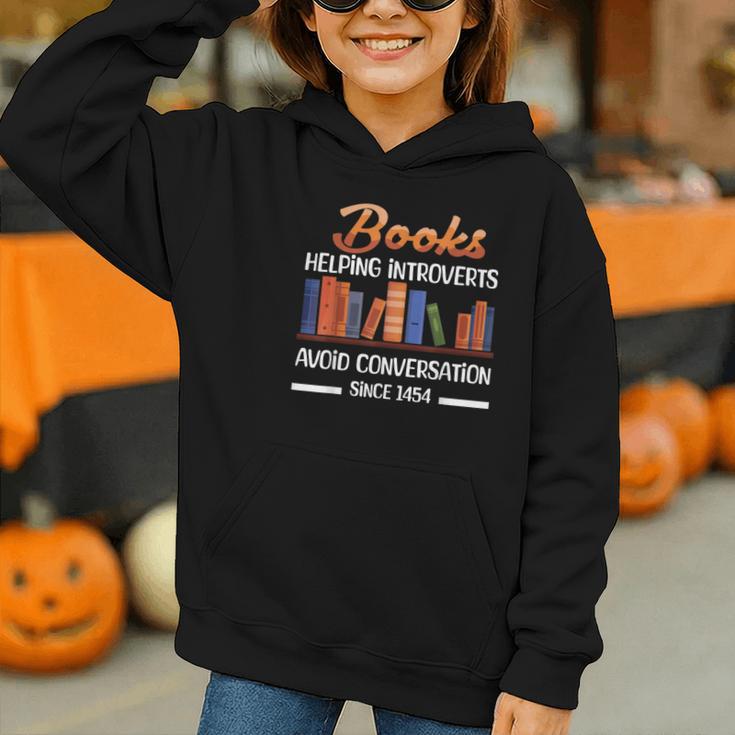 Books Helping Introverts Avoid Conversation Book Reading Graphic Youth Hoodie